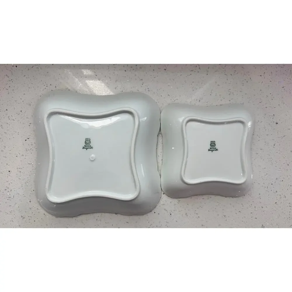 Vintage PMR Bavaria Jaeger & Co Gold Trim Square Serving Bowls Set of 2 Germany